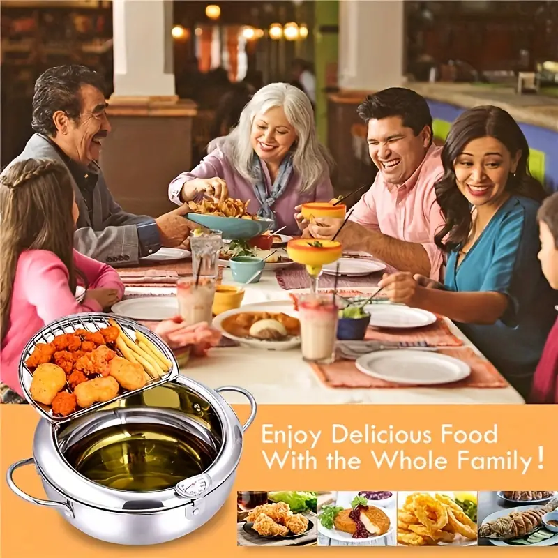 Olla Japonesa para Frituras 2.2 L con Termómetro – Acero Inoxidable Premium